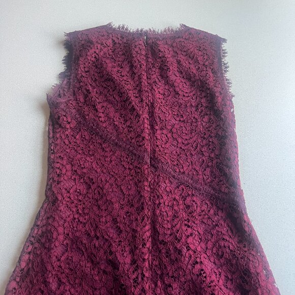Tory Burch Burgundy Lace Sleeveless Dress – Size 2 - Picture 3 of 15